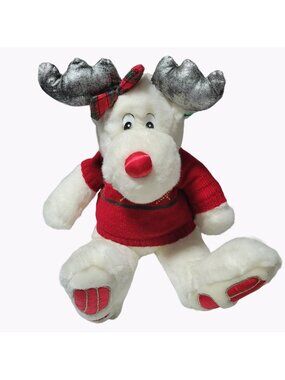 Vintage 90s Christmas Red Nosed Reindeer 24 inch Plush Red Sweater Holiday Toy